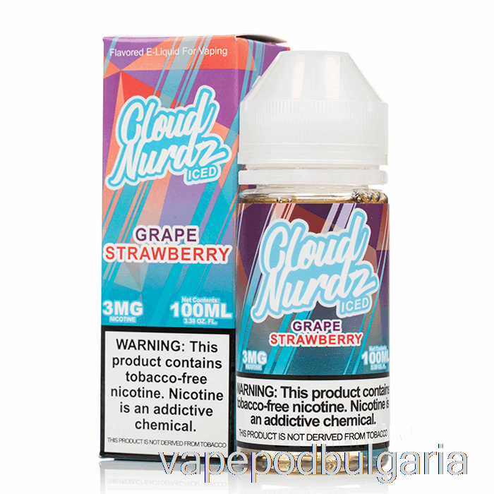 Vape 10000 Дръпки Iced Grape Strawberry - Cloud Nurdz - 100ml 0mg